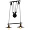 Modern Industrial Adjustable 2 Bulb Pulley Wired Ceiling Hanging Light Fixture, Black Decorative Chandelier